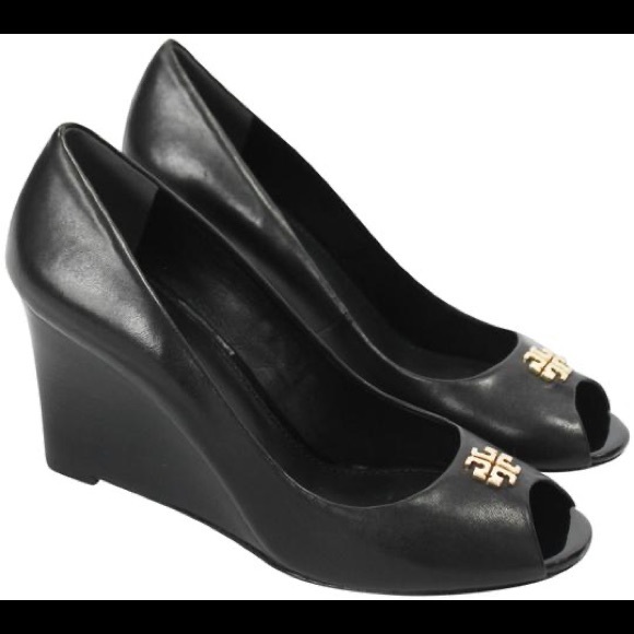 Tory Burch | Shoes | Tory Burch Jolie Peep Toe Wedges Nappa Leather |  Poshmark